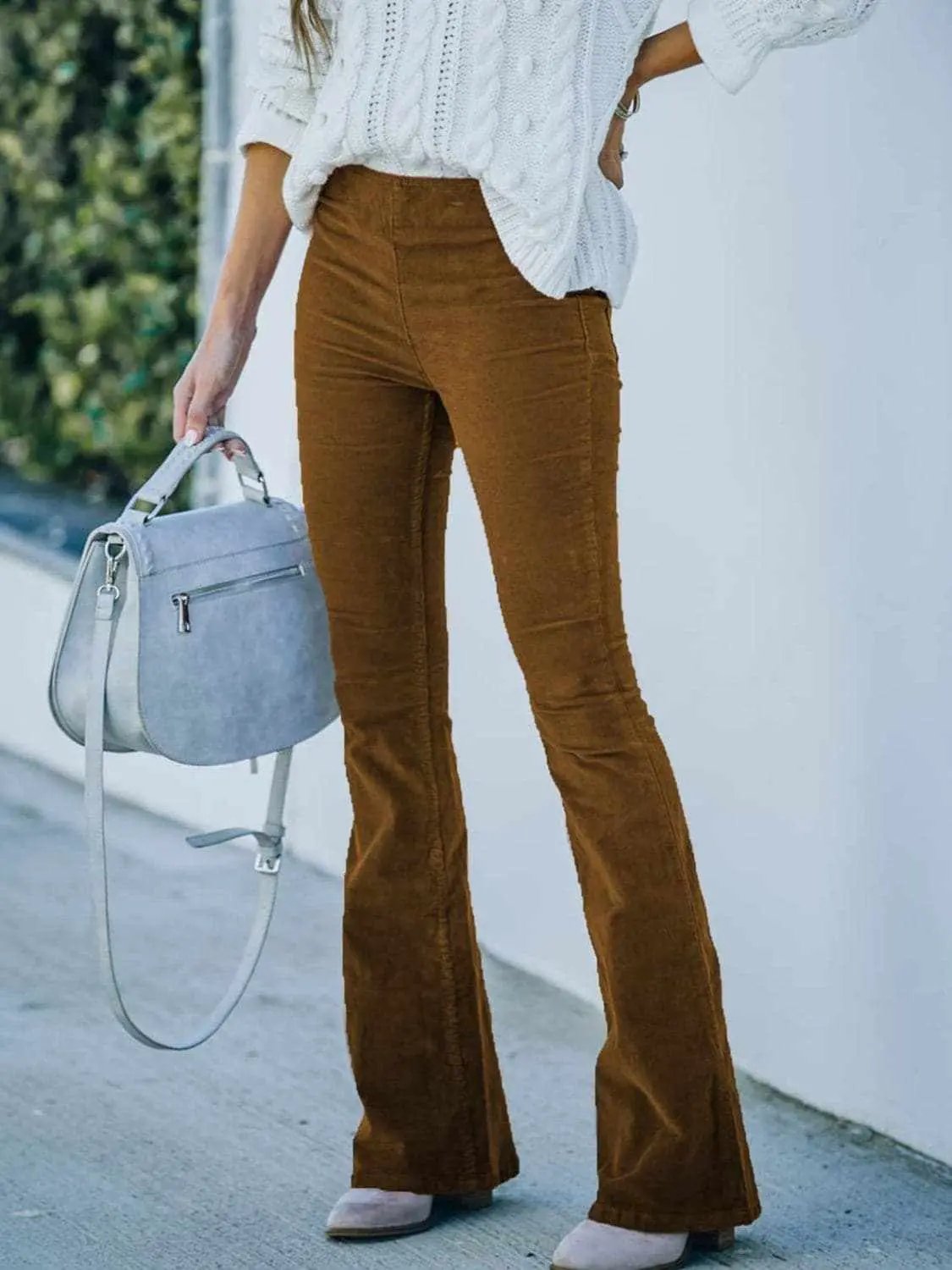 High rise bootcut trousers, polyester - Love Salve